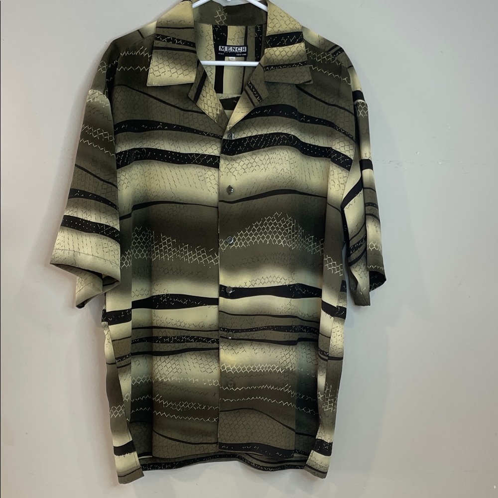 MENCH  Men's Casual Button Down Shirt - Black and Tan